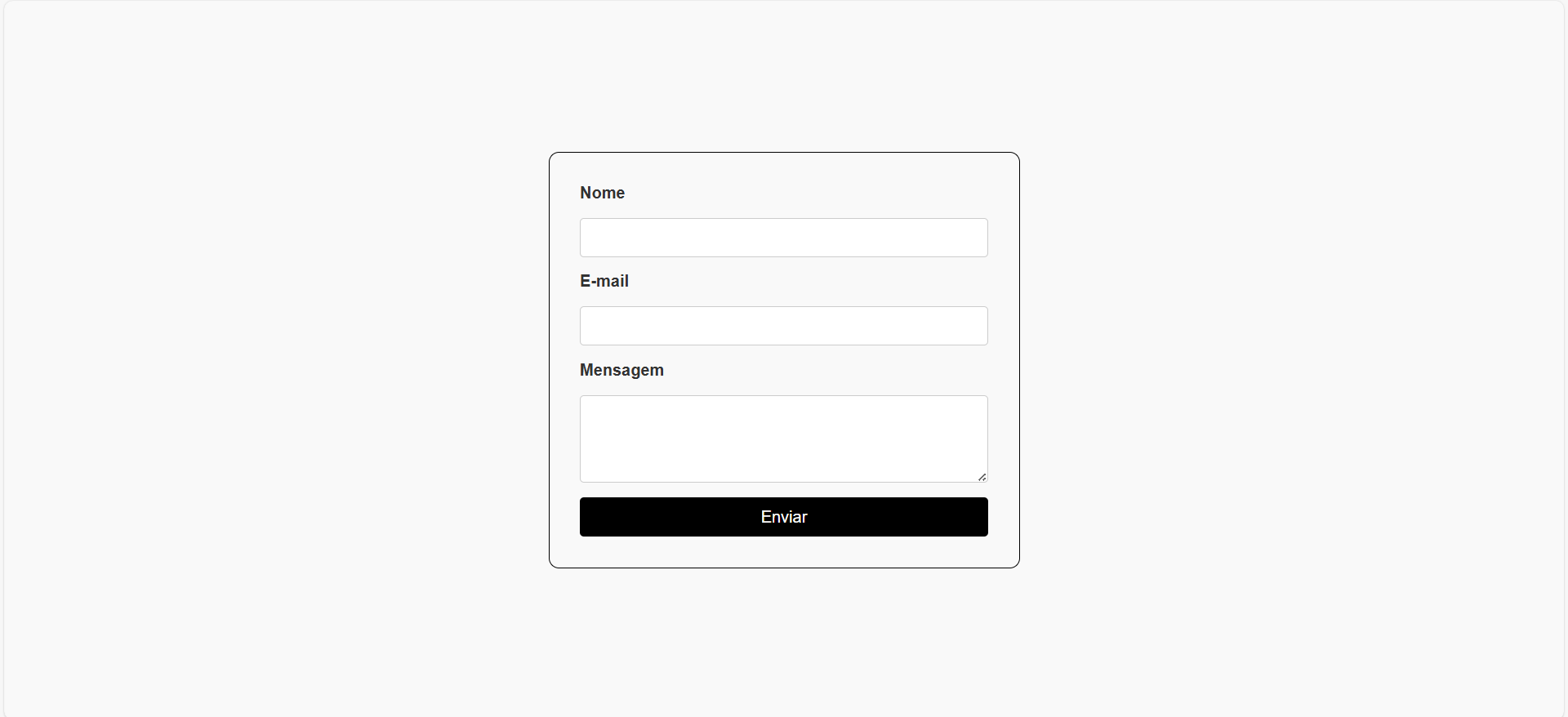 Imagem do formulário feito com HTML e CSS